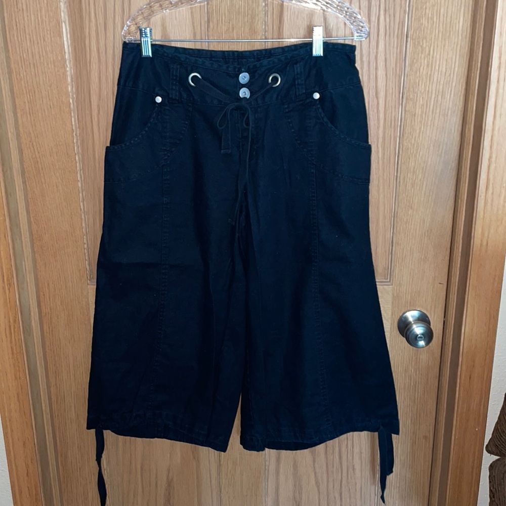 Venezia black linen blend cropped pants NWOT size 14